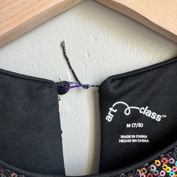 Girls Sequin Party Dress 7/8 Art Class Metallic Sparkle Holiday Gorpcore - Picture 2 of 4